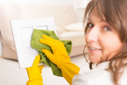 Waste disposal and cleaning materials handled responsibly after service